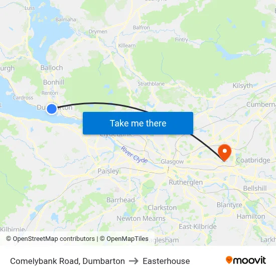 Comelybank Road, Dumbarton to Easterhouse map