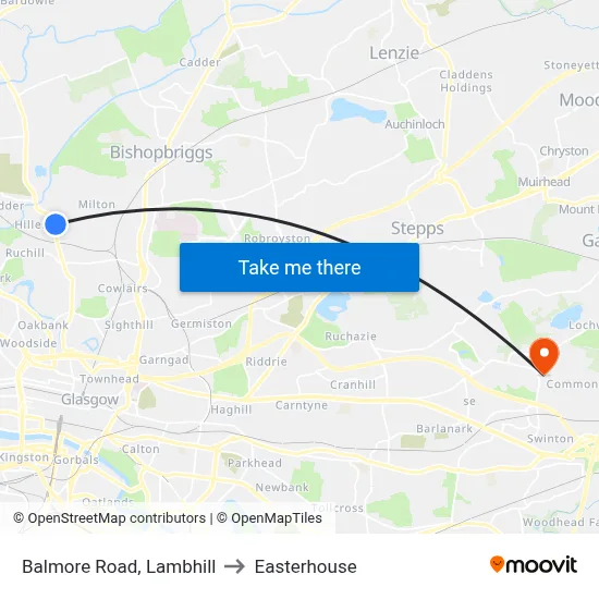 Balmore Road, Lambhill to Easterhouse map