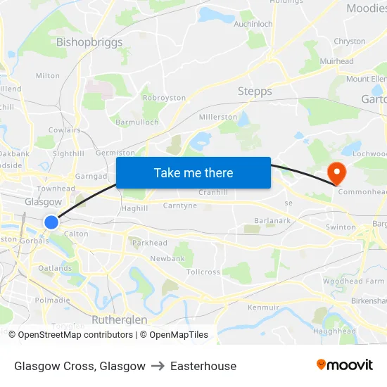Glasgow Cross, Glasgow to Easterhouse map