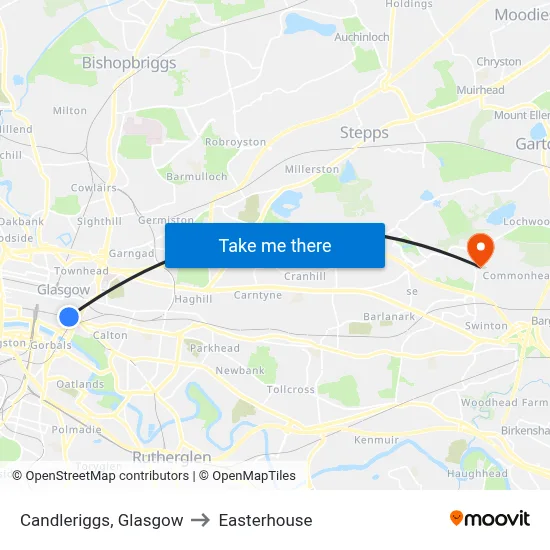Candleriggs, Glasgow to Easterhouse map
