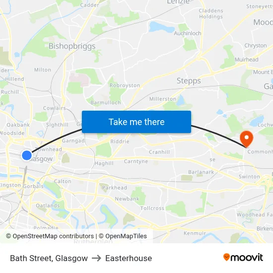 Bath Street, Glasgow to Easterhouse map