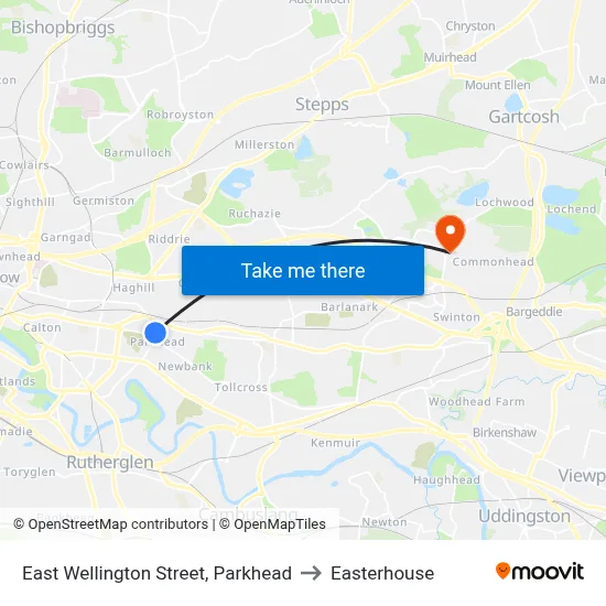 East Wellington Street, Parkhead to Easterhouse map