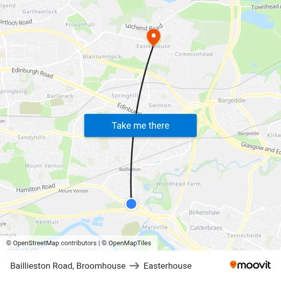 Baillieston Road, Broomhouse to Easterhouse map