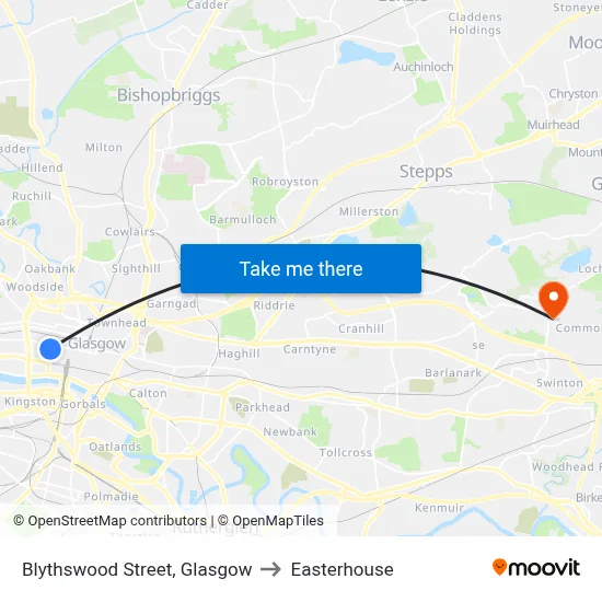 Blythswood Street, Glasgow to Easterhouse map