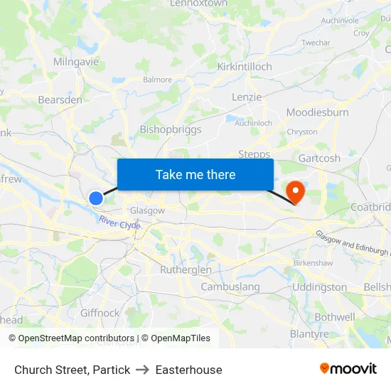 Church Street, Partick to Easterhouse map