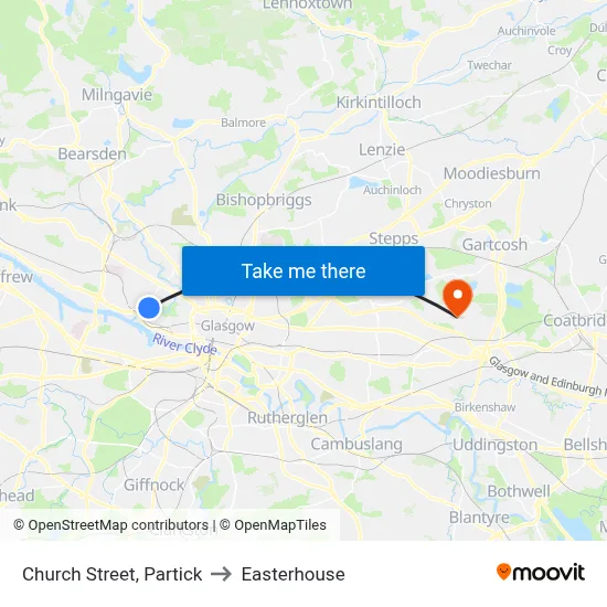 Church Street, Partick to Easterhouse map