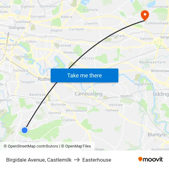 Birgidale Avenue, Castlemilk to Easterhouse map