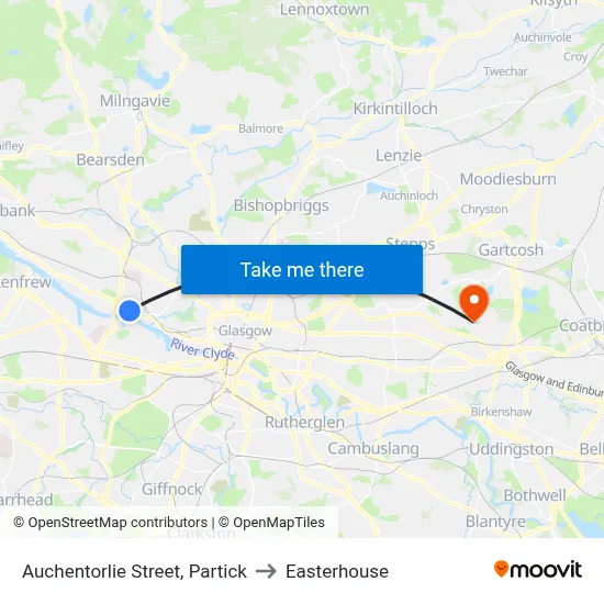 Auchentorlie Street, Partick to Easterhouse map