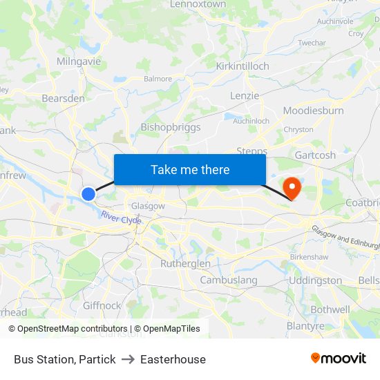 Bus Station, Partick to Easterhouse map