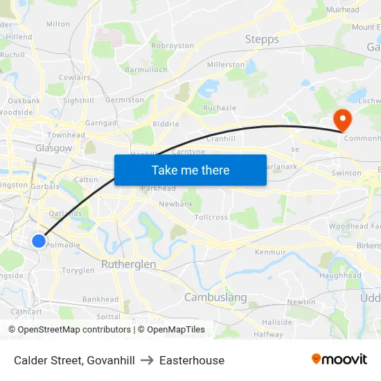 Calder Street, Govanhill to Easterhouse map