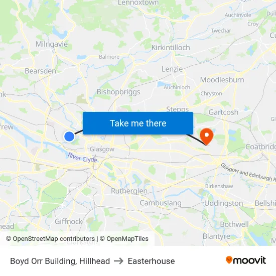 Boyd Orr Building, Hillhead to Easterhouse map