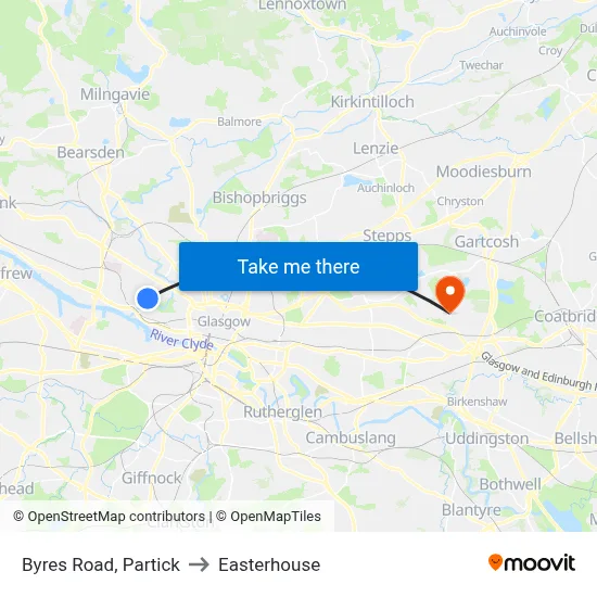 Byres Road, Partick to Easterhouse map