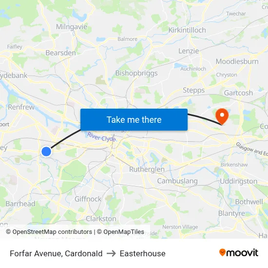 Forfar Avenue, Cardonald to Easterhouse map