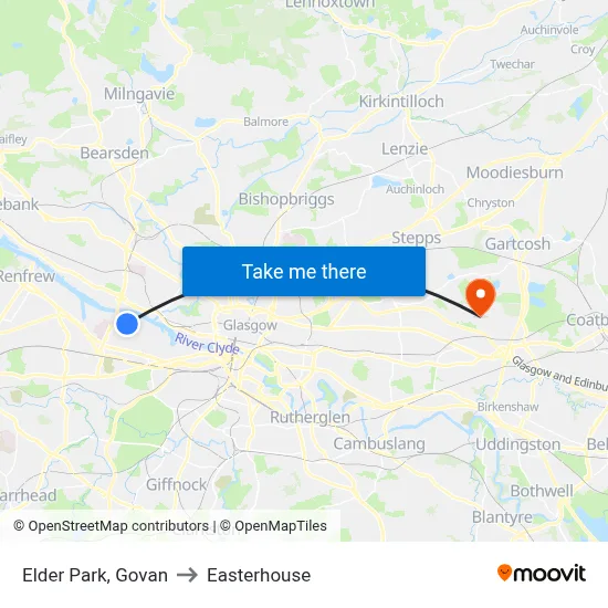 Elder Park, Govan to Easterhouse map