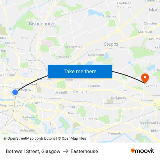 Bothwell Street, Glasgow to Easterhouse map