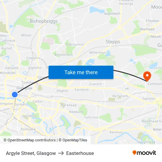 Argyle Street, Glasgow to Easterhouse map