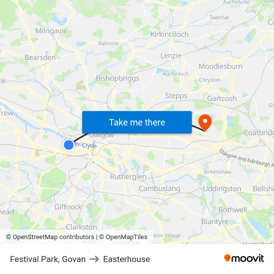Festival Park, Govan to Easterhouse map