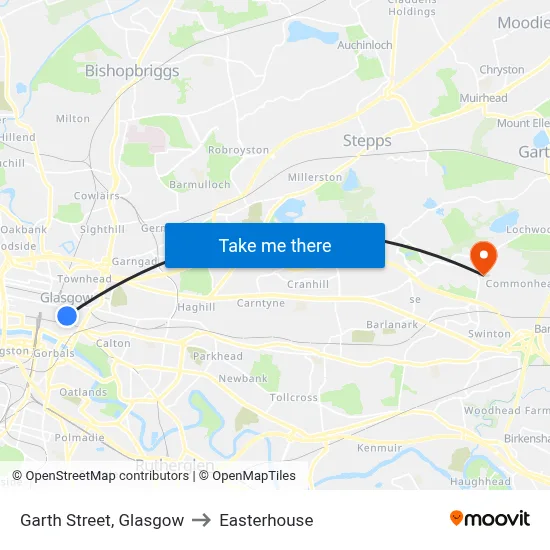 Garth Street, Glasgow to Easterhouse map