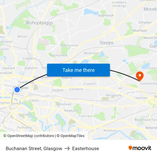 Buchanan Street, Glasgow to Easterhouse map
