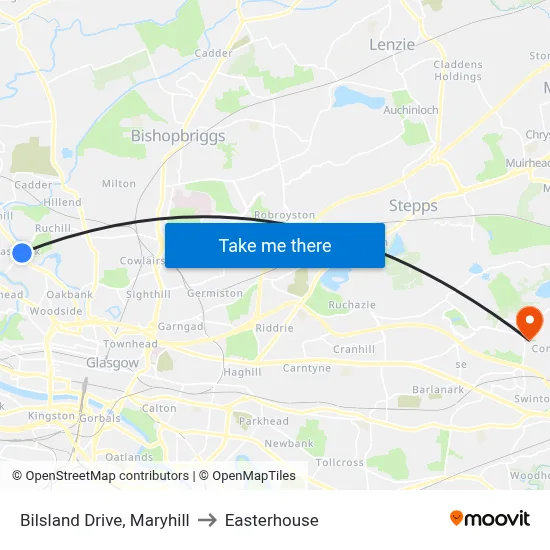 Bilsland Drive, Maryhill to Easterhouse map