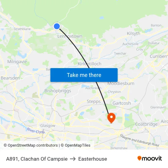 A891, Clachan Of Campsie to Easterhouse map