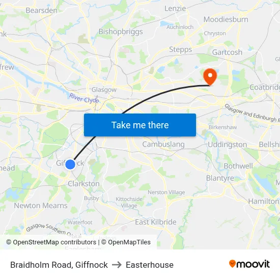 Braidholm Road, Giffnock to Easterhouse map