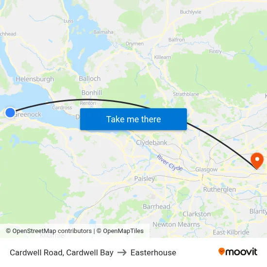 Cardwell Road, Cardwell Bay to Easterhouse map