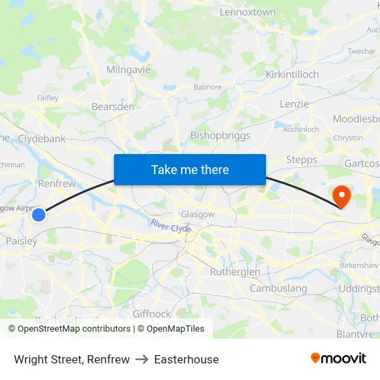 Wright Street, Renfrew to Easterhouse map