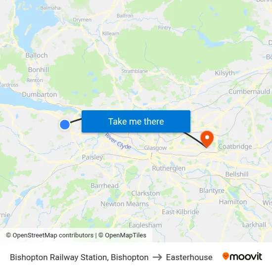 Bishopton Railway Station, Bishopton to Easterhouse map