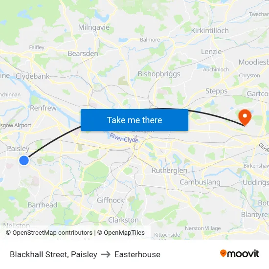 Blackhall Street, Paisley to Easterhouse map