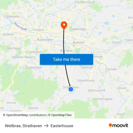 Wellbrae, Strathaven to Easterhouse map