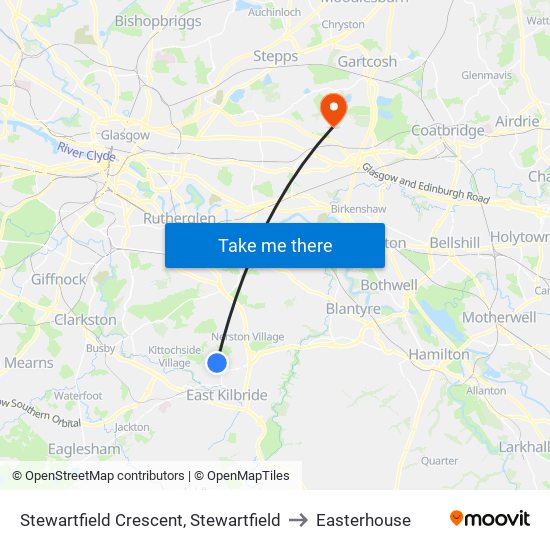 Stewartfield Crescent, Stewartfield to Easterhouse map