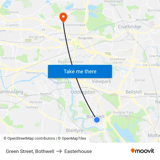 Green Street, Bothwell to Easterhouse map