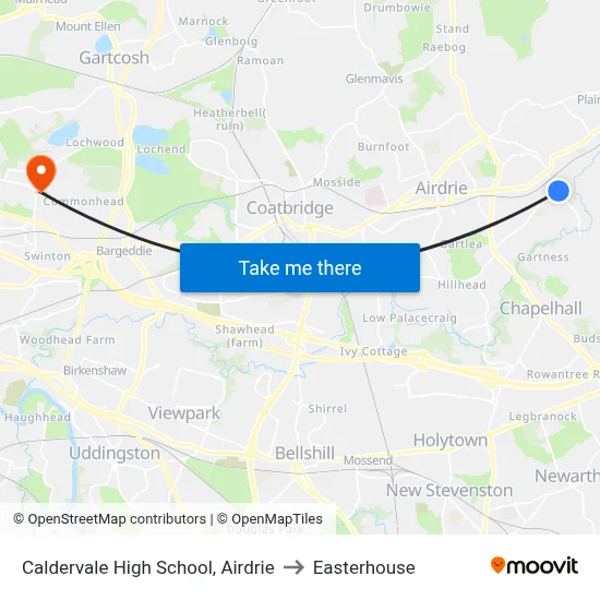 Caldervale High School, Airdrie to Easterhouse map