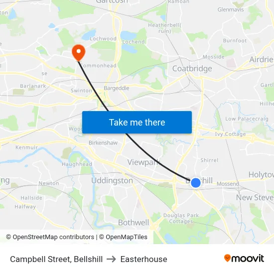 Campbell Street, Bellshill to Easterhouse map