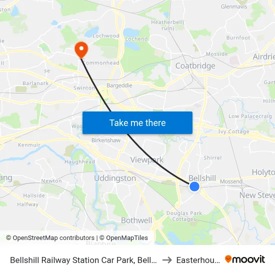 Bellshill Railway Station Car Park, Bellshill to Easterhouse map
