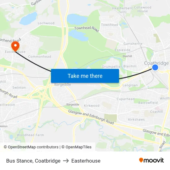 Bus Stance, Coatbridge to Easterhouse map