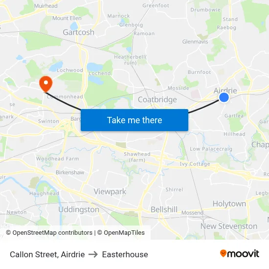 Callon Street, Airdrie to Easterhouse map