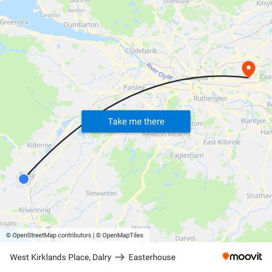 West Kirklands Place, Dalry to Easterhouse map