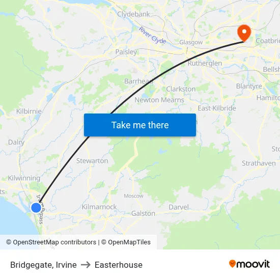 Bridgegate, Irvine to Easterhouse map