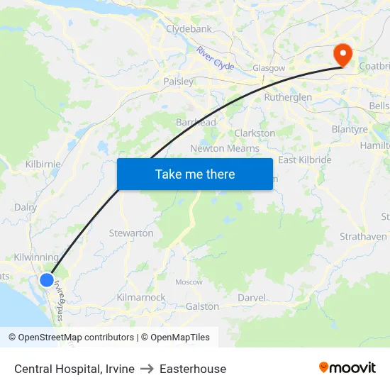 Central Hospital, Irvine to Easterhouse map