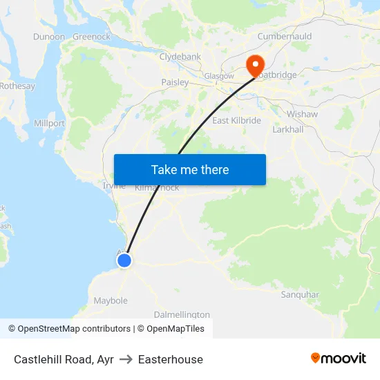 Castlehill Road, Ayr to Easterhouse map