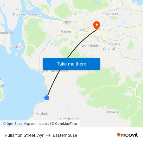 Fullarton Street, Ayr to Easterhouse map