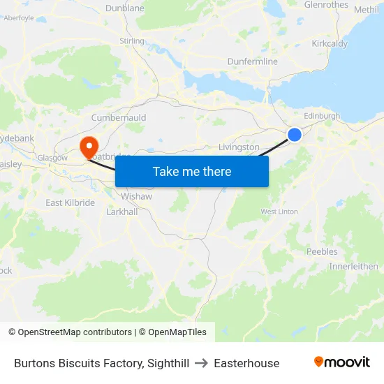 Burtons Biscuits Factory, Sighthill to Easterhouse map
