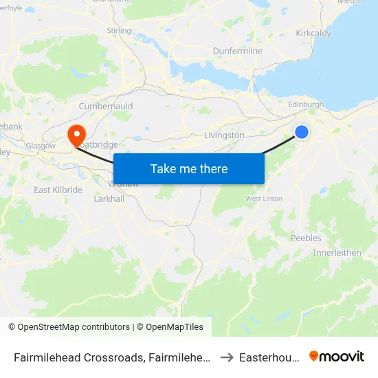 Fairmilehead Crossroads, Fairmilehead to Easterhouse map
