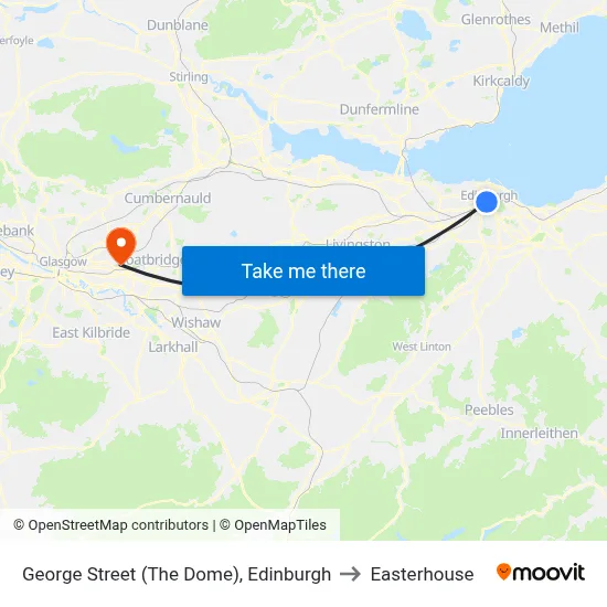 George Street (The Dome), Edinburgh to Easterhouse map