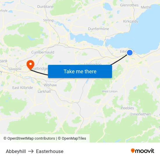 Abbeyhill to Easterhouse map
