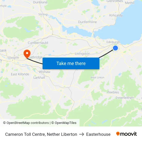 Cameron Toll Centre, Nether Liberton to Easterhouse map