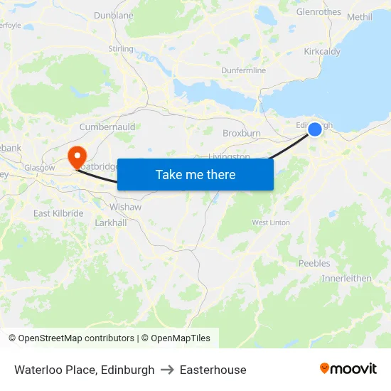 Waterloo Place, Edinburgh to Easterhouse map