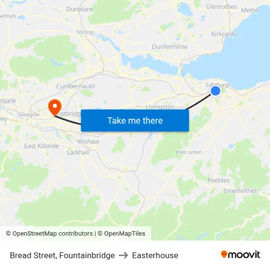 Bread Street, Fountainbridge to Easterhouse map